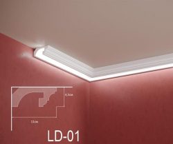 Декоративен XPS корниз за LED осветление LD-01, 110х45мм, 2м