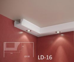 LD-16. Декоративен XPS корниз за LED осветление, 160х80мм, 2м