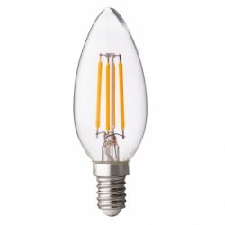 LED крушка FILAMENT, конус, димираща, прозрачна, E14, 220V, 4200K, 4W