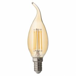 LED крушка FILAMENT, пламък, димираща, опушена, E14, 220V, 2500K, 4W