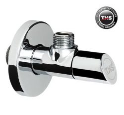 Спирателен ъглов кран SHARP SILVER с розетка, 1/2'' * 1/2"